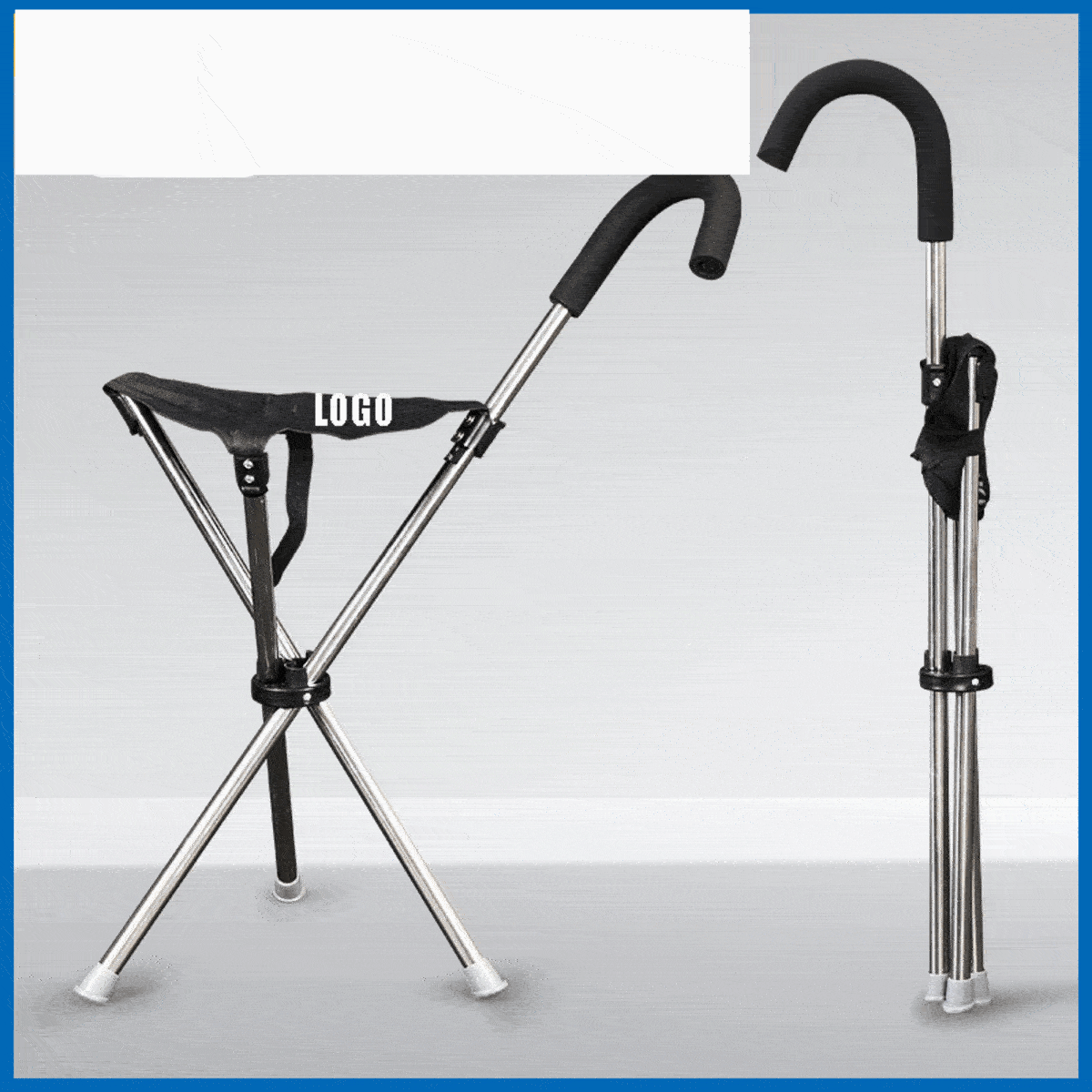Foldable Stool with Cane 2-in-1 Lightweight Cane & Stool