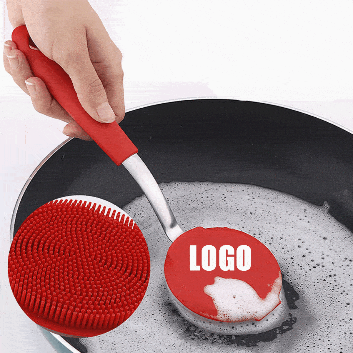 Dish Brush with Handle/Kitchen Dish Scrubber Soft Dishwashing Brush