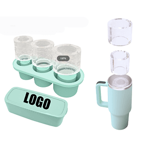 Ice Mold for Stanley Cups/ Silicone Ice Maker With Lid for Making 3 Hollow Cylinder Ice Molds