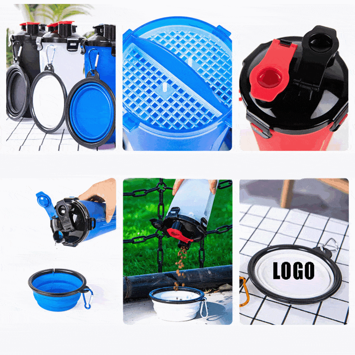 Pet Dog Travel Water Bottle with Collapsible Bowls/ Drinking Cup Dispenser