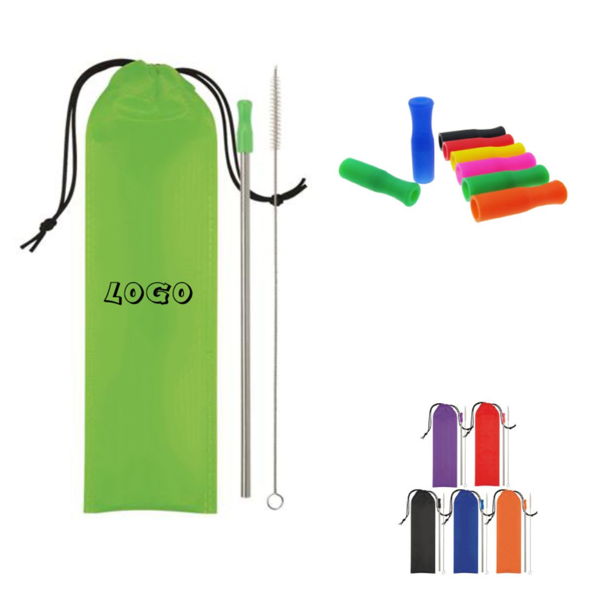 Drinking Straw Kit w/ Silicone Tip & Pouch