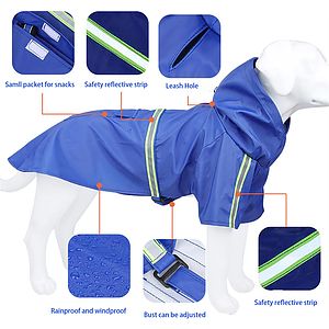 Dog Raincoat Poncho For Small To X-Large And Puppies