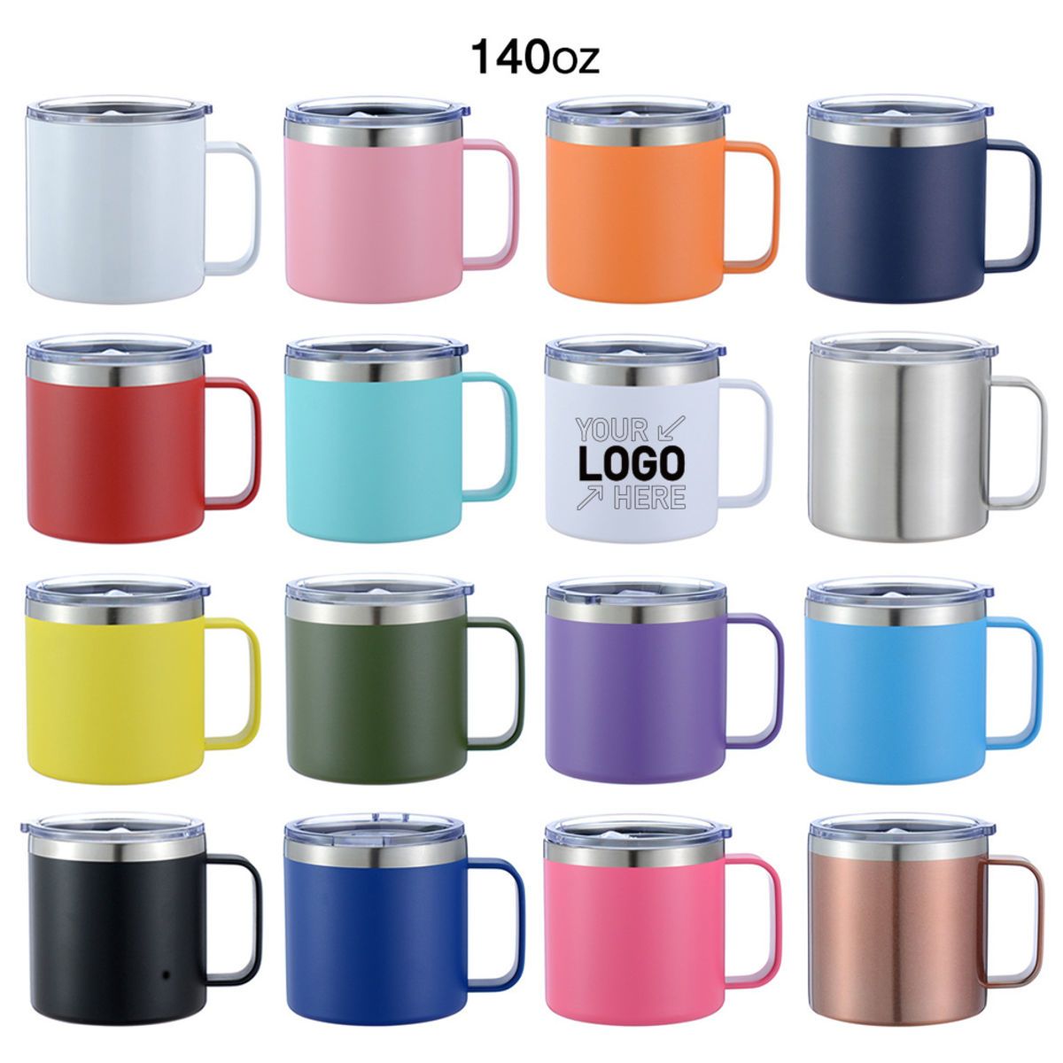 14oz Stainless Steel Coffee Cup Mug With Lid And Handle