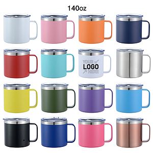 14oz Stainless Steel Coffee Cup Mug With Lid And Handle