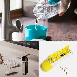 7 Day Pill Box Organizer Water Bottle