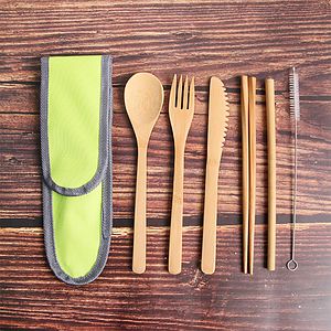 Bamboo Travel Tableware Set With Carrying Case