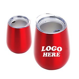 12 OZ Vacuum Stainless Steel Wine Goblet with Lid