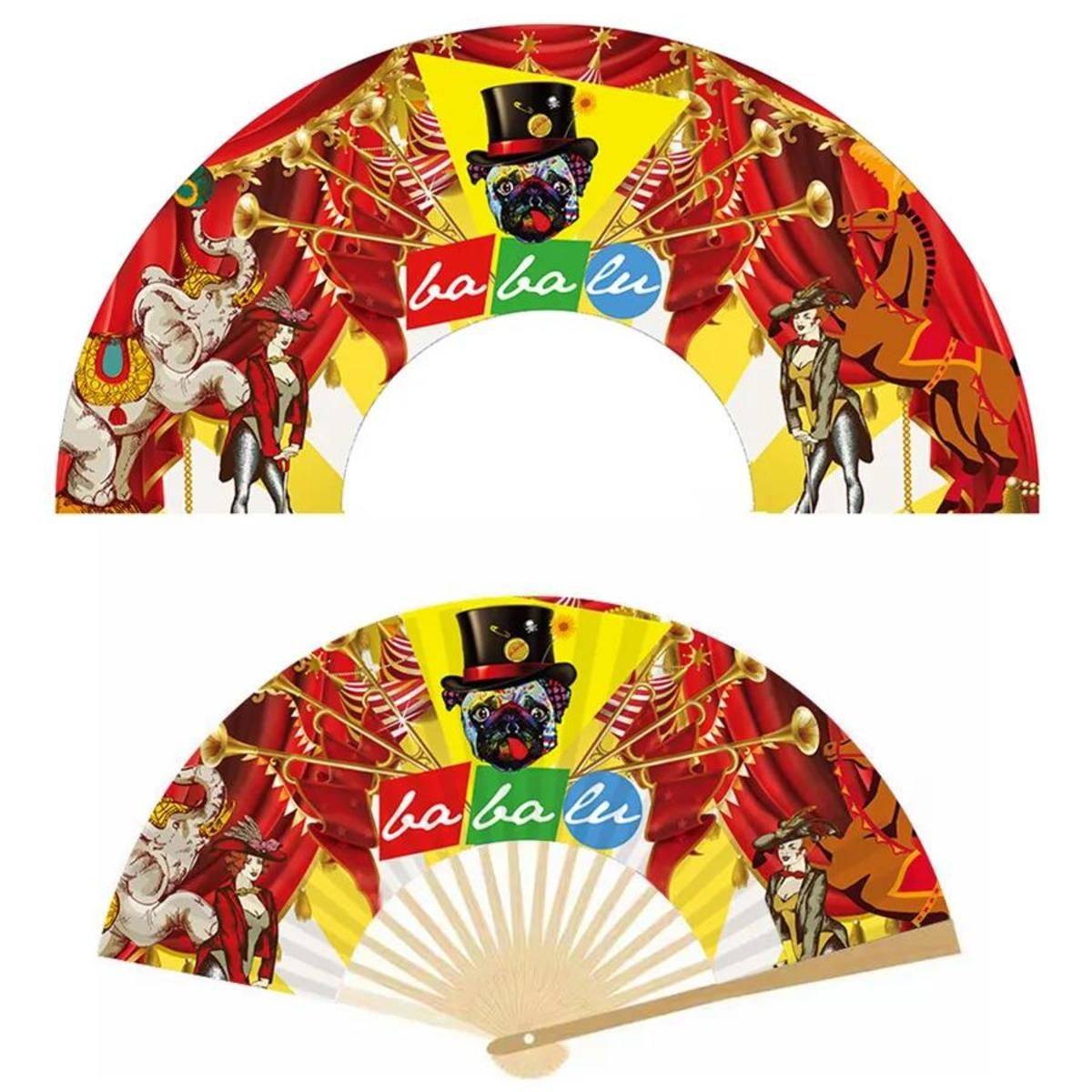 Foldable Paper Fans with Bamboo Handle