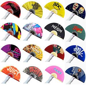 Foldable Paper Fans with Bamboo Handle