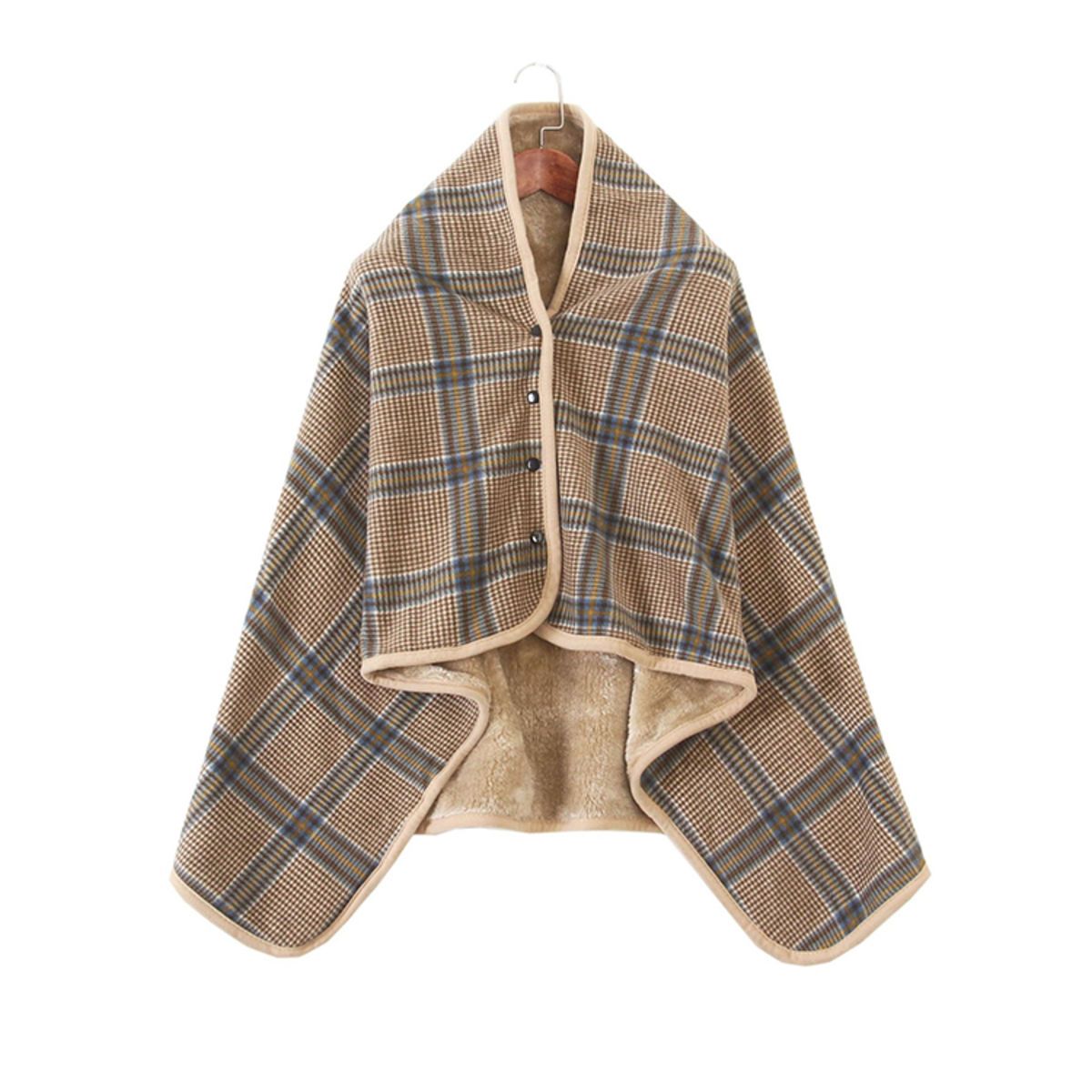 Fleece Wearable Blanket Poncho Throw With Buttons