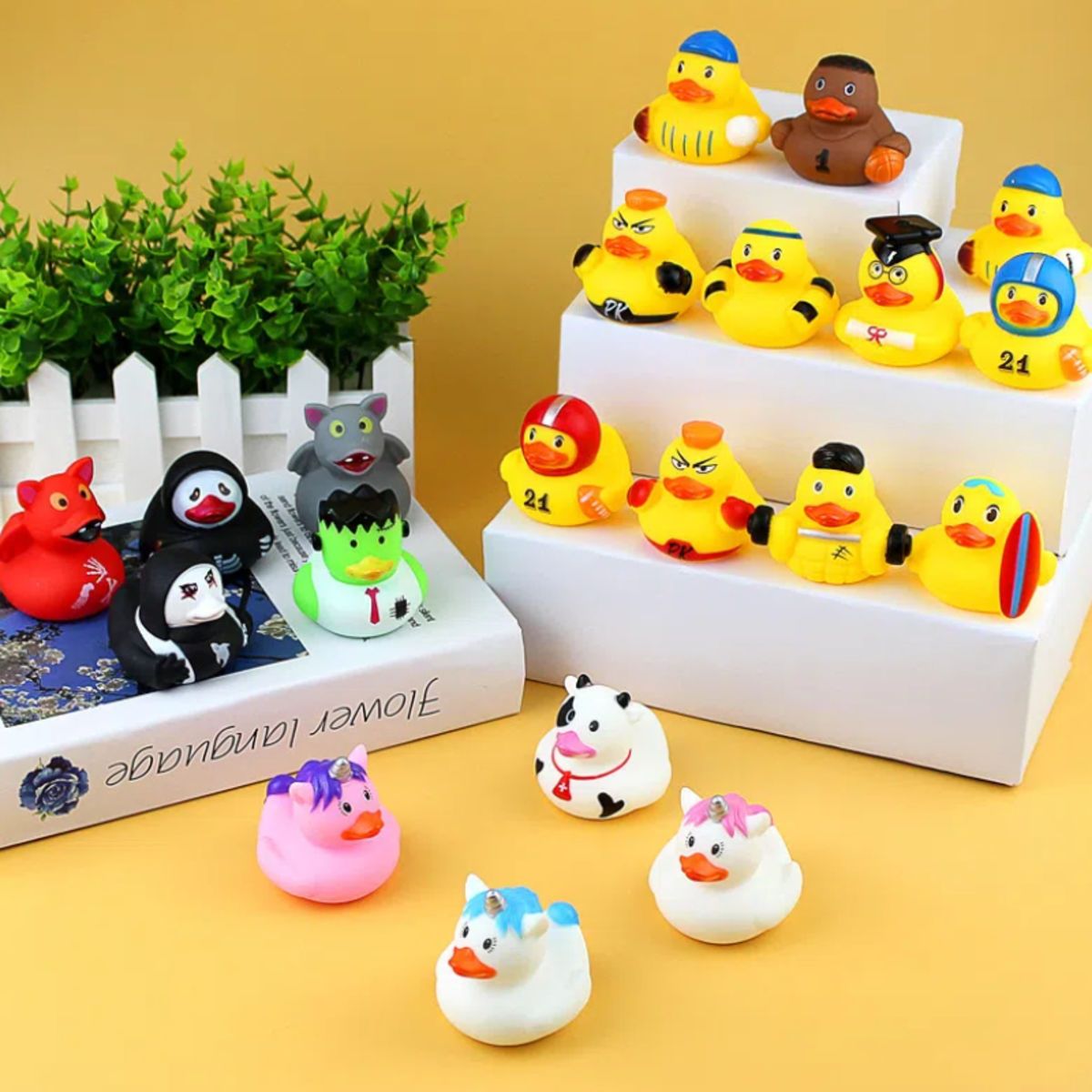 Yellow Cute Duck Swimming Race