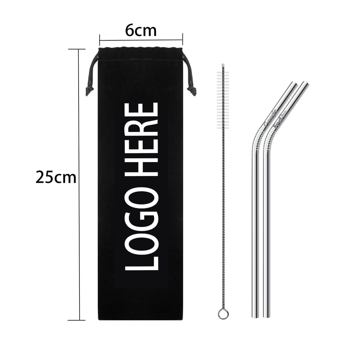304 Stainless Steel Straws Set/Brush/Pocket