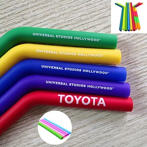 3/8"D Bent Straight Rainbow Silicone Straws
