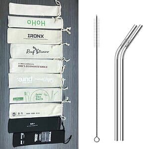 304 Stainless Steel Straws Set with Burlap Bag