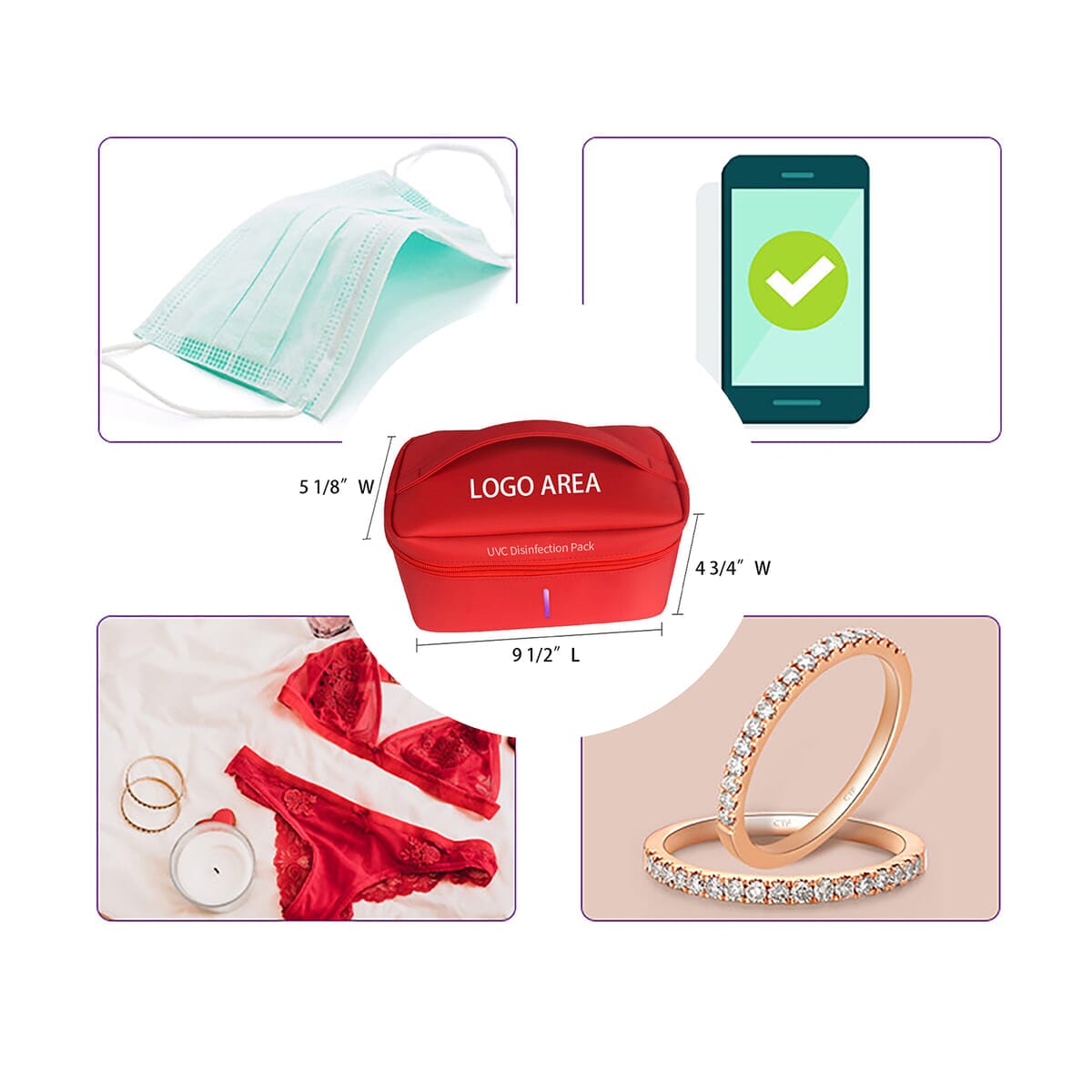 290T Polyester Taffeta UVC Disinfection Sterilization Sanitizer Package Bag