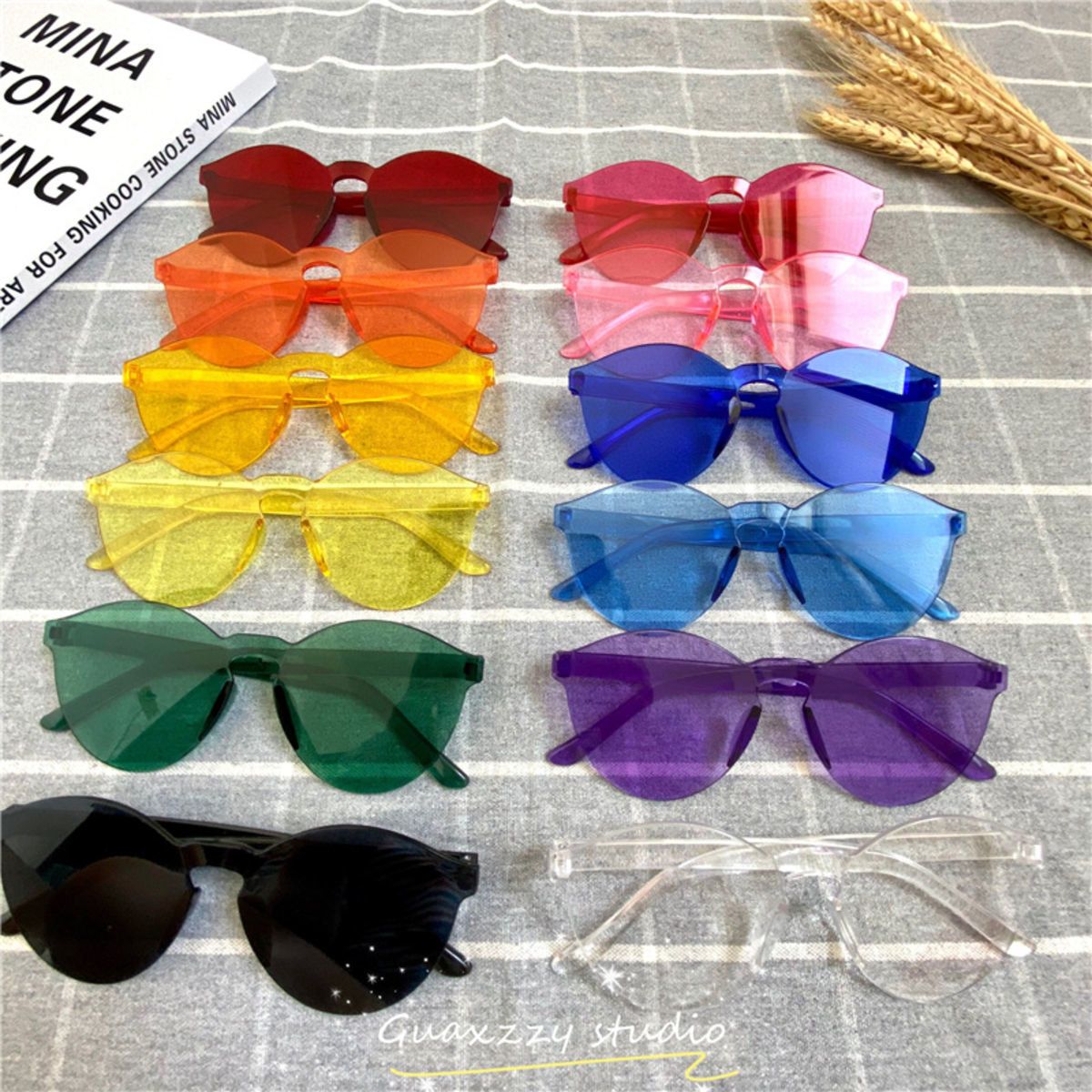 Transparent Frameless Sunglasses Candy Colored Sunglasses Ladies Sunglasses
