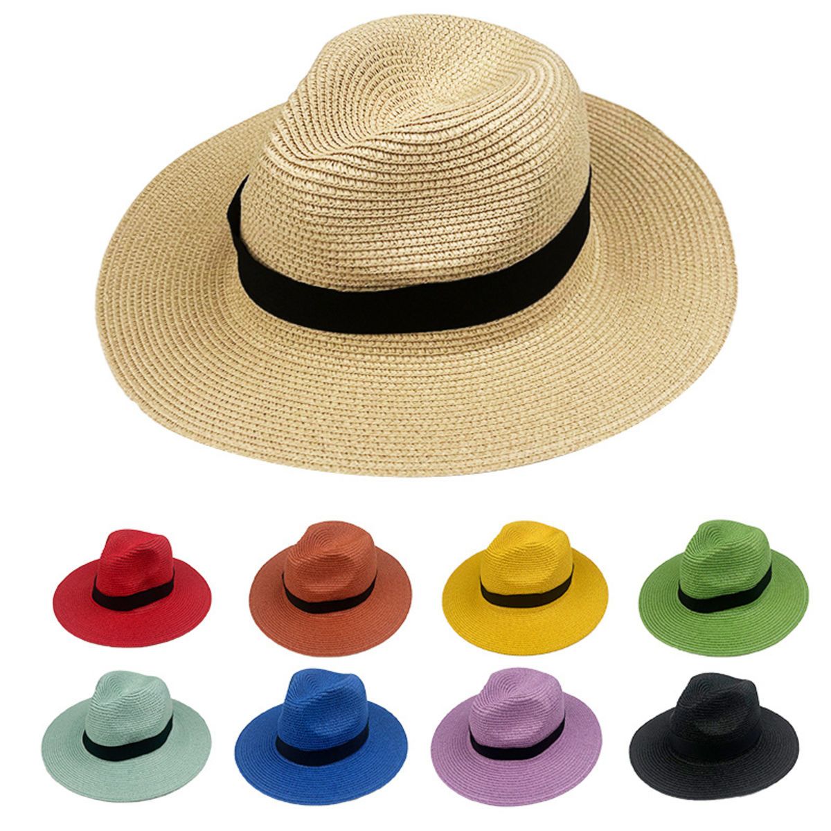 Unisex Travel Straw Panama Hat / Summer Wide Brim Straw Hat