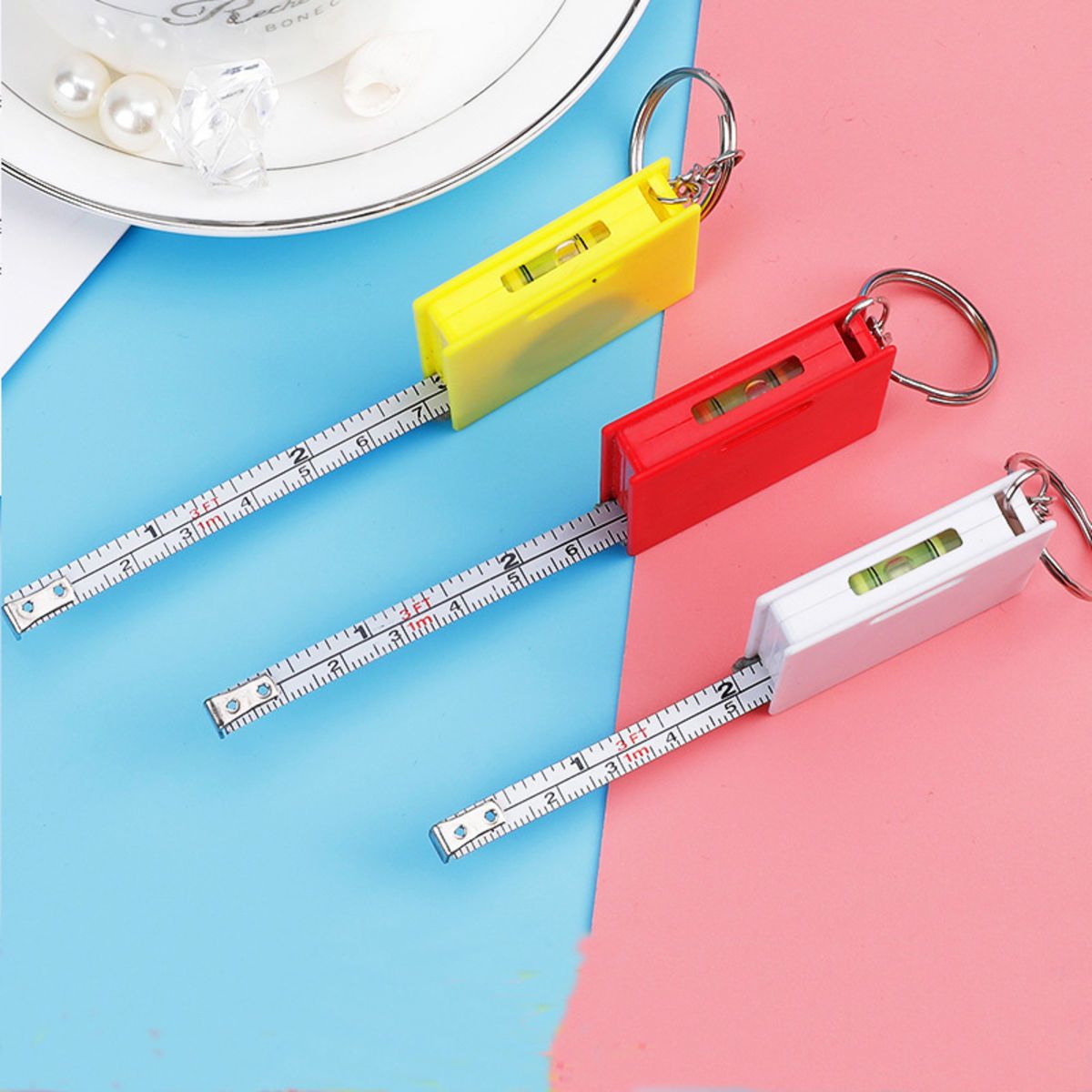 Square Measuring Tape Keychain