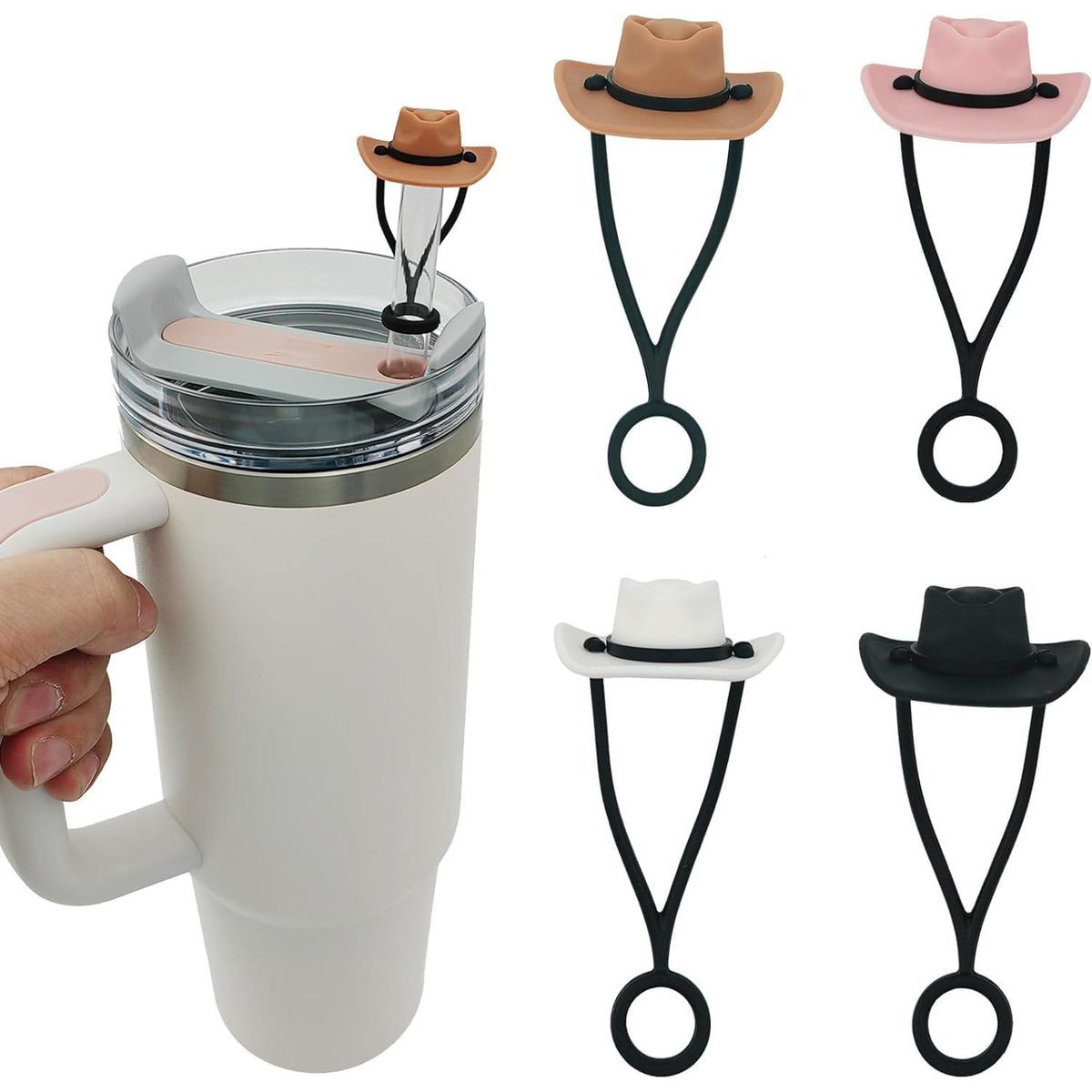 Cowboy Hat Shaped Silicone Straw Dust-Proof Cover