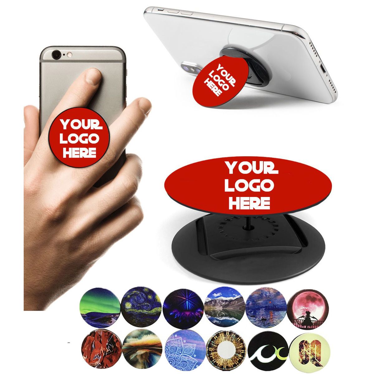 Round Phone Stand and Grip Holder