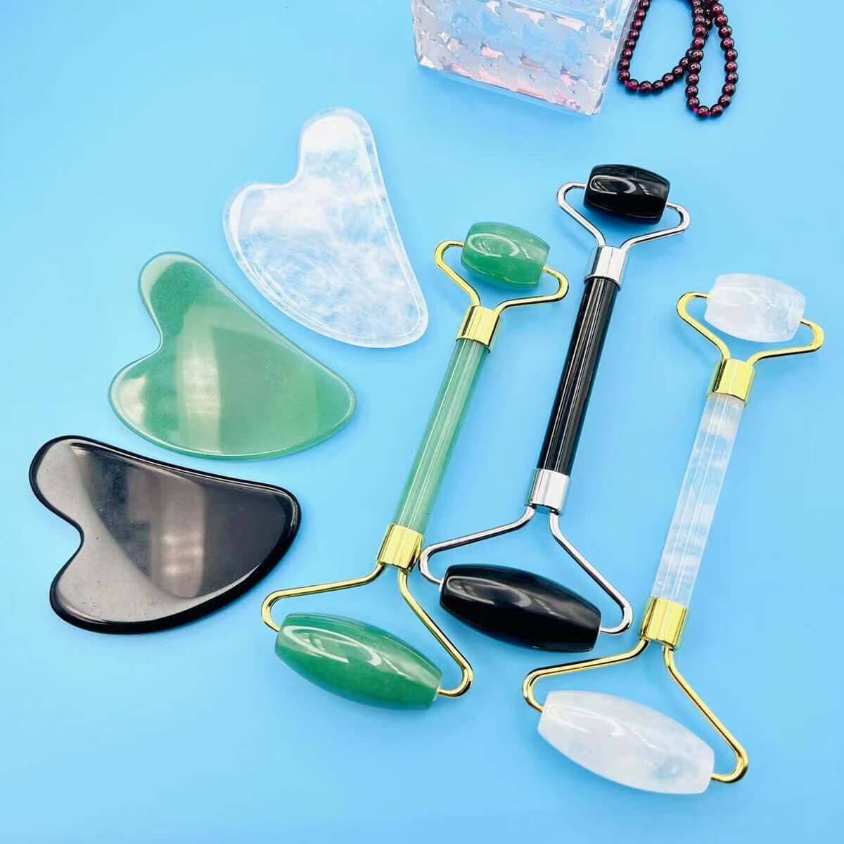 Jade Roller and Gua Sha Facial Tool Set