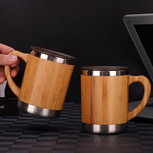 Stainless Steel Bamboo Travel Mug