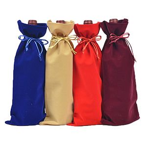 Velvet Wine Bottle Drawstring Bag