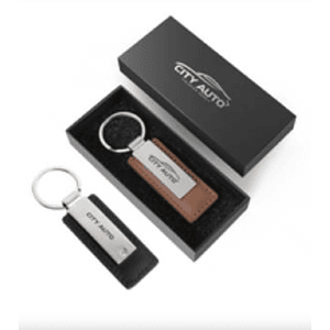 Leather And Silver Keyring With Gift Box