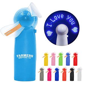 Pre-Programmed Mini Flash Message Fan with LED