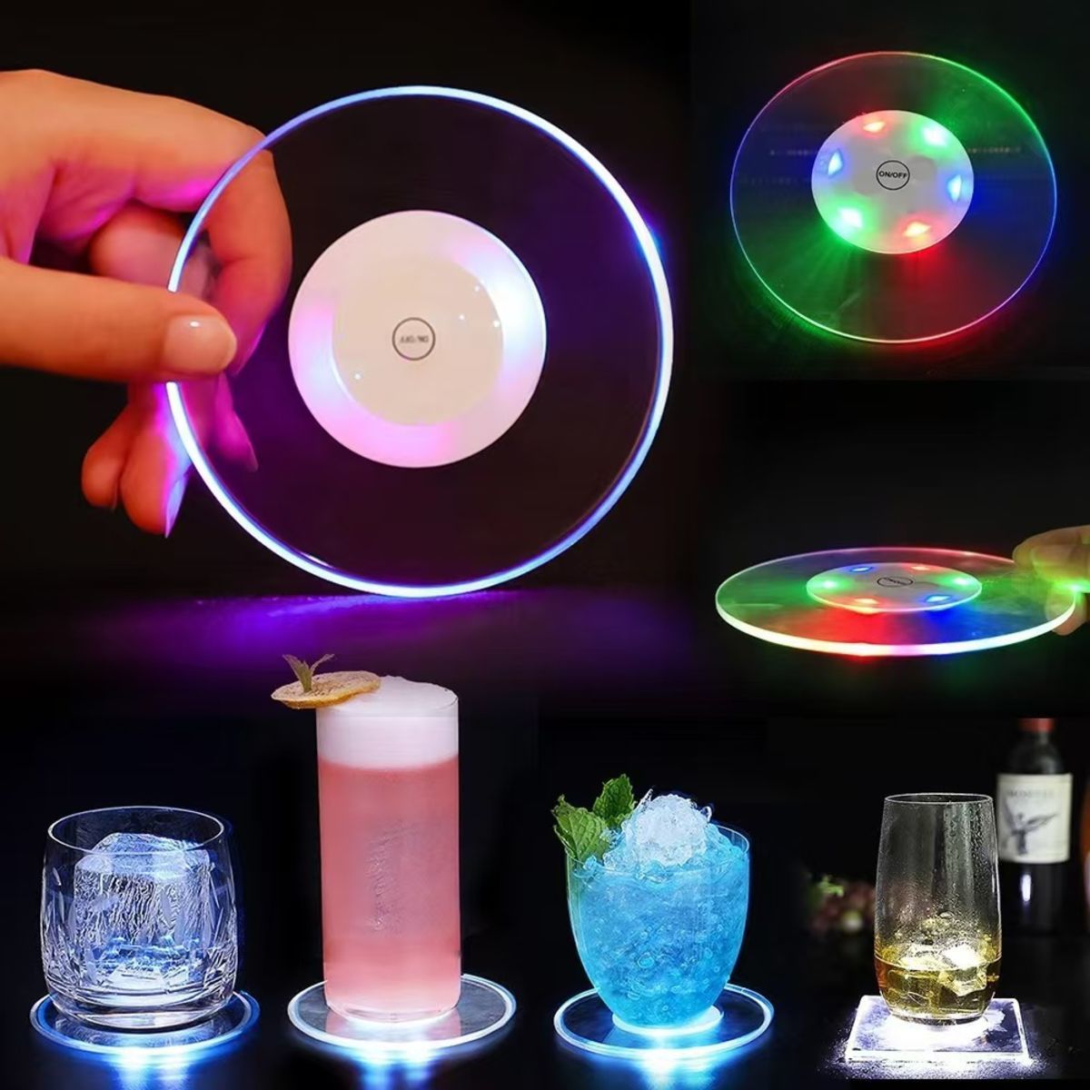 Led Luminous Round Coaster Cup Mat