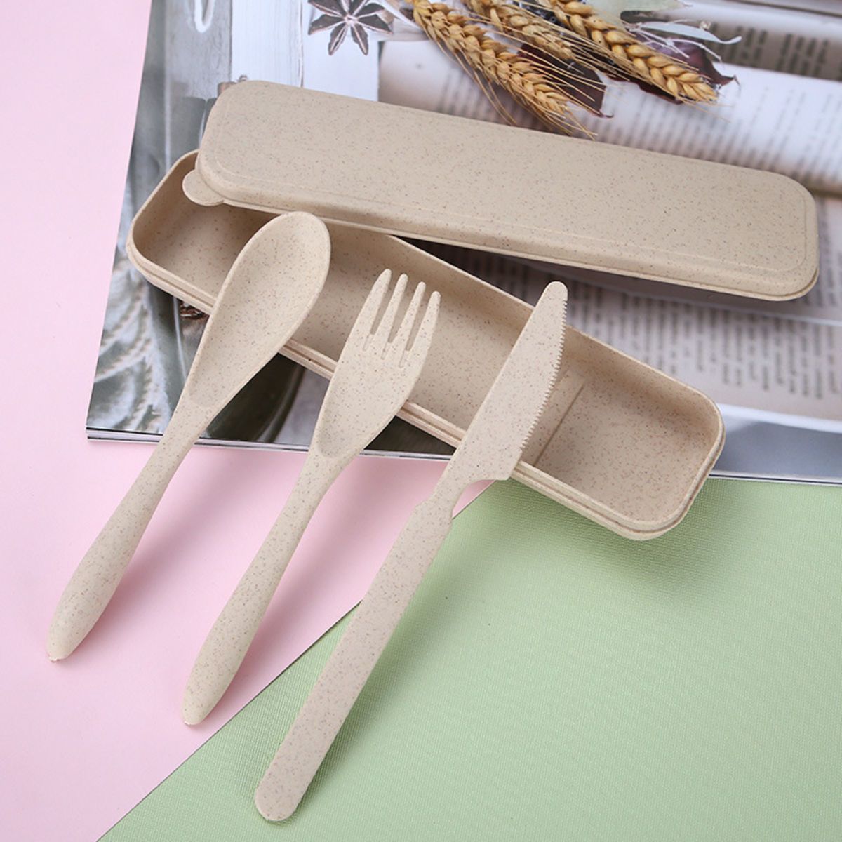 3 Piece Wheat Fibre Utensil Set