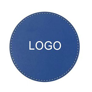 Round PU Leather Cup Coasters With Stitching