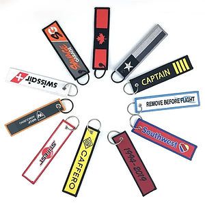 Woven Embroidered Key Tag Flight Keychain