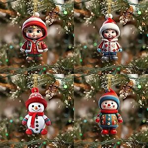 Christmas Flat Acrylic Ornaments Hanging Decoration