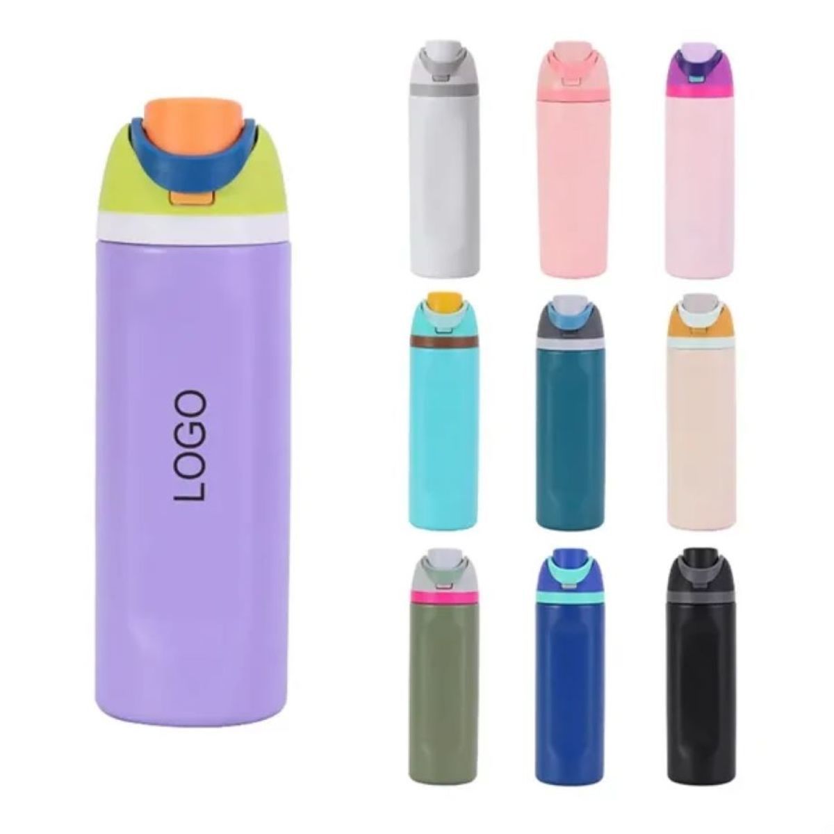 24oz Stainless Steel Water Bottle with Straw
