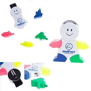5 in 1 Man Shaped Highlighter Pen w Cleaning Brush