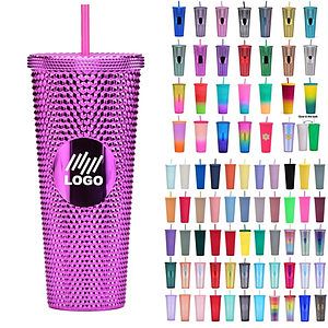 24oz Studded Tumbler with Leak Proof Lid and Straw