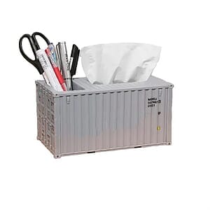 Shipping Container Tissue Box Cover W/Pen Holder