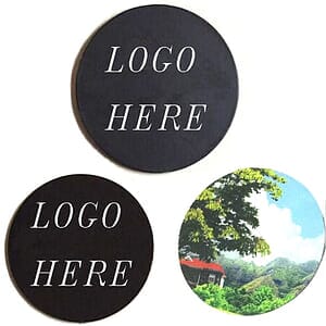 4" Round Rubber Bottom Polyester Fabric Surface Coasters