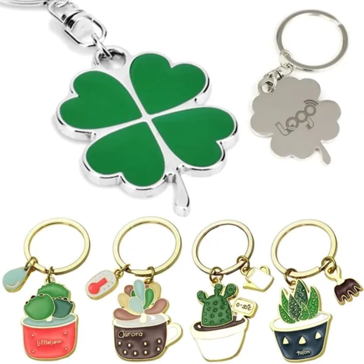 St. Patrick's Day Lucky Four-Leaf Clover Metal Keychain