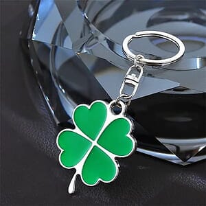St. Patrick's Day Lucky Four-Leaf Clover Metal Keychain
