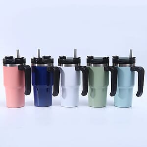 20 OZ Insulated Travel Mug with Handle, Lid and Straw