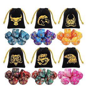 Polyhedral Dice Sets with a Large Drawstring Bag
