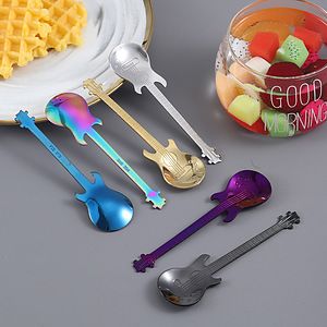 Guitar Spoons Coffee Teaspoon Stainless Steel Cute Colorful Dessert Spoons