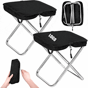 Portable Folding Camping Stool with Self Zippered Bag / Compact Collapsible Travel Camp Chair