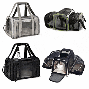 Folding Breathable Cat Dog Travel Pet Carrier Tote Bag/4 Sides Expandable Cat Travel Bag