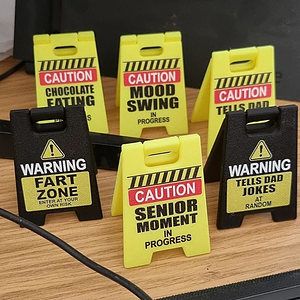 Funny Desk Hazard Caution Sign / Miniature Safety Warning Desktop Ornaments
