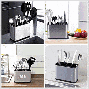 Stainless Steel Cutlery Bucket  Kitchen Utensil Holder