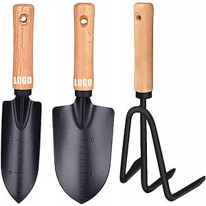 3 Pieces Gardening Hand Tool Set with Solid Wood Ergonomic Handle