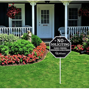 No Soliciting Sign For House/Aluminum No Soliciting Yard Sign/Stake